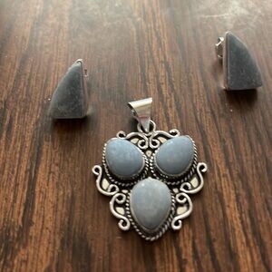 Selling as a set not sure of stone maybe raw aquamarine brand new 925 stamped